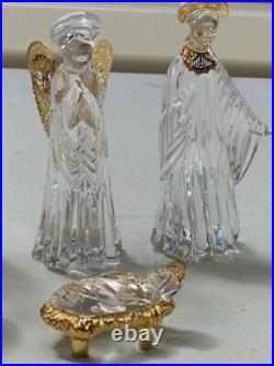 GORHAM Crystal- Gold Nativity set-9 pc Perfect Condition FREE SHIPPING