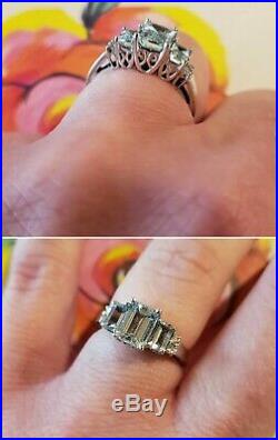 Genuine Aquamarine & Diamond Ring White Gold setting. Perfect condition. Size 6