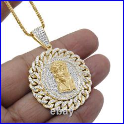 Genuine Diamond 0.50 Cwt. Jesus Face Piece Round Men's Pendant Charm Chain Set