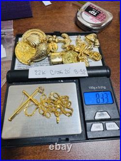 Genuine Pure 22K 22C 916 Fine Real Gold 20 long Cross Set Necklace 8.3g 2.2mm