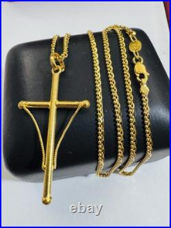 Genuine Pure 22K 22C 916 Fine Real Gold 20 long Cross Set Necklace 8.3g 2.2mm