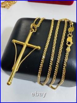 Genuine Pure 22K 22C 916 Fine Real Gold 20 long Cross Set Necklace 8.3g 2.2mm