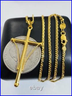Genuine Pure 22K 22C 916 Fine Real Gold 20 long Cross Set Necklace 8.3g 2.2mm