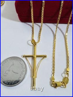 Genuine Pure 22K 22C 916 Fine Real Gold 20 long Cross Set Necklace 8.3g 2.2mm