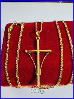 Genuine Pure 22K 22C 916 Fine Real Gold 20 long Cross Set Necklace 8.3g 2.2mm