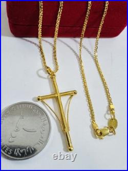 Genuine Pure 22K 22C 916 Fine Real Gold 20 long Cross Set Necklace 8.3g 2.2mm