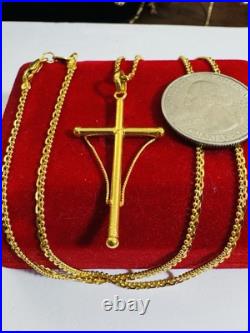 Genuine Pure 22K 22C 916 Fine Real Gold 20 long Cross Set Necklace 8.3g 2.2mm