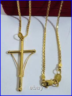 Genuine Pure 22K 22C 916 Fine Real Gold 20 long Cross Set Necklace 8.3g 2.2mm