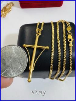 Genuine Pure 22K 22C 916 Fine Real Gold 20 long Cross Set Necklace 8.3g 2.2mm