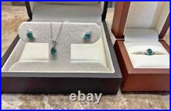 Genuine emerald Jewelry Set In Pure 10K White Gold