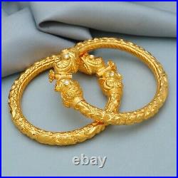 Gold Bangle Real 22K Gold Elephant Bangle Set Of 2 Solid Yellow Gold Jewelry