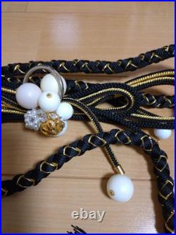 Gold Black Obijime And Pure Silk Obiage Set