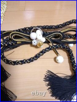 Gold Black Obijime And Pure Silk Obiage Set