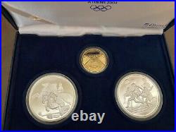 Gold Coin and 1oz Silver Coins 2004 Olympic Games Commemorative Set. 999 Pure