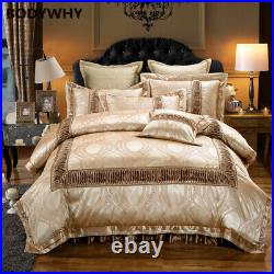 Gold Luxury Wedding Bedding Set King Size Pure Cotton Dyeing Jacquard Bed Set