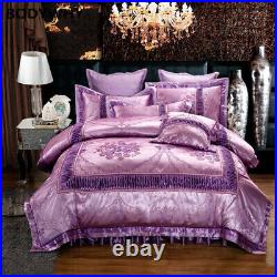 Gold Luxury Wedding Bedding Set King Size Pure Cotton Dyeing Jacquard Bed Set