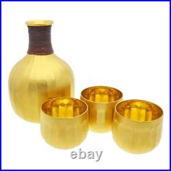 Gold Sake Ware Set Tokuri Ochoko Cup Pure Gold 60th Birthday Gift Used