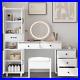 Gold White Makeup Vanity Set with USB, 3-Color Mirror, Storage Cabinet, Drawers