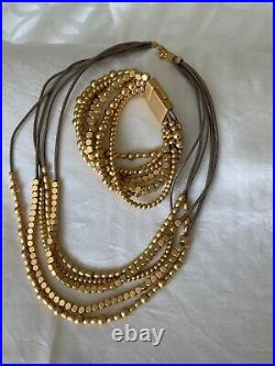 Gold and leather necklace and bracelet with magnetic clasp - perfect for travel