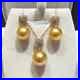 Gorgeous AAAAA+10-11mm South Sea Golden Pearl Pendant Earrings Necklace Set 925s