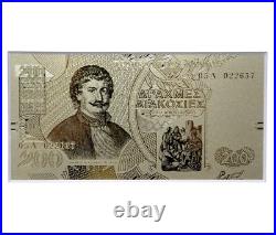 Greece 2002 The last Drachmas Banknotes in 999 pure gold foil Complete Set
