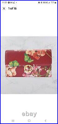 Gucci Bloom Red Floral Clutch With Chain And Scarf Set, Perfect For Valentine's