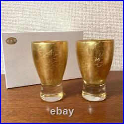 Guinomi Sake Cup Pure Gold Leafsake Glass Set, Cup, Set Of 2, Traditional Crafts