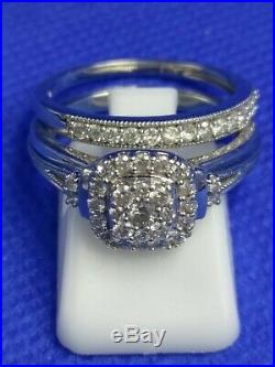 H Samuel 9 CT White Gold 0.66 Ct Diamond Ring Perfect Fit Bridal Set Q. 6.1g