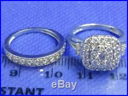 H Samuel 9 CT White Gold 1.25 Ct Diamond Ring Perfect Fit Bridal Set K. 5. 6.1g