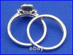 H Samuel 9 Carat White Gold 0.33 Ct Diamond 2 Ring Perfect Fit Bridal Set P 4.5g