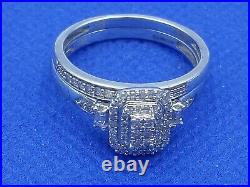 H Samuel 9 Carat White Gold 0.33 Ct Diamond 2 Ring Perfect Fit Bridal Set P 4.5g