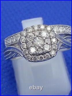 H Samuel 9 Carat White Gold 0.66 Ct Diamond Ring Perfect Fit Bridal Set O 5.5g