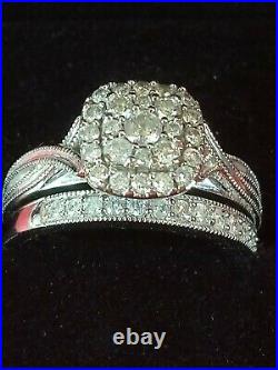 H Samuel 9 Carat White Gold 0.66 Ct Diamond Ring Perfect Fit Bridal Set O 5.5g