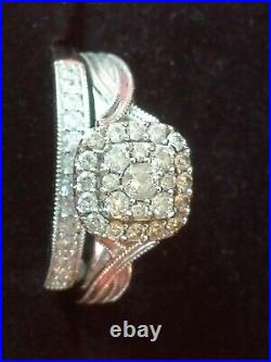 H Samuel 9 Carat White Gold 0.66 Ct Diamond Ring Perfect Fit Bridal Set O 5.5g