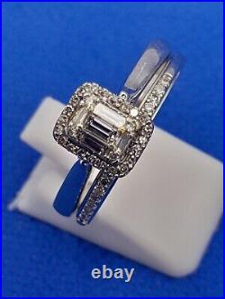 H Samuel 9 Ct White Gold 0.33 Carat Diamond Perfect Fit Bridal Set Sz S 4.6g