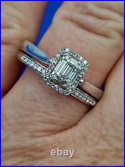 H Samuel 9 Ct White Gold 0.33 Carat Diamond Perfect Fit Bridal Set Sz S 4.6g