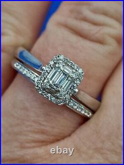 H Samuel 9 Ct White Gold 0.33 Carat Diamond Perfect Fit Bridal Set Sz S 4.6g