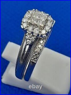 H Samuel 9 Ct White Gold 0.50 Ct Diamond Ring Perfect Fit Bridal Set Sz R 5.1g