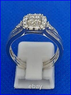 H Samuel 9 Ct White Gold 0.50 Ct Diamond Ring Perfect Fit Bridal Set Sz R 5.1g