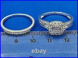 H Samuel 9 Ct White Gold 0.50 Ct Diamond Ring Perfect Fit Bridal Set Sz R 5.1g