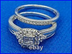 H Samuel 9 Ct White Gold 0.50 Ct Diamond Ring Perfect Fit Bridal Set Sz R 5.1g