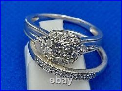 H Samuel 9 Ct White Gold 0.50 Ct Diamond Ring Perfect Fit Bridal Set Sz R 5.1g