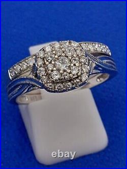 H Samuel 9 Ct White Gold 0.66 Carat Diamond Perfect Fit Bridal Set Sz S 5.6g