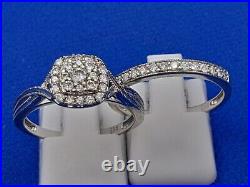 H Samuel 9 Ct White Gold 0.66 Carat Diamond Perfect Fit Bridal Set Sz S 5.6g