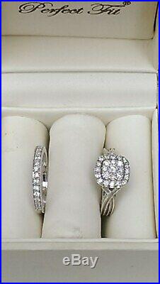 H Samuel 9 carat White Gold 0.66 Ct Diamond Ring Perfect Fit Bridal Set K 5.1g