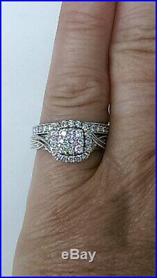 H Samuel 9 carat White Gold 0.66 Ct Diamond Ring Perfect Fit Bridal Set K 5.1g