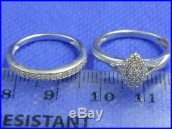 H Samuel 9ct White Gold 0.20 Ct Diamond Ring Perfect Fit Bridal Set Sz L 4.0g