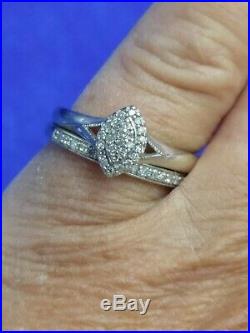 H Samuel 9ct White Gold 0.20 Ct Diamond Ring Perfect Fit Bridal Set Sz L 4.0g