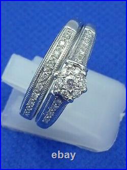H Samuel 9ct White Gold 0.25 Ct Diamond Ring Perfect Fit Bridal Set Sz R 4.9g