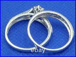 H Samuel 9ct White Gold 0.25 Ct Diamond Ring Perfect Fit Bridal Set Sz R 4.9g